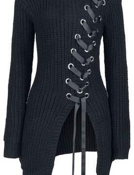 Gothic Strickpullover - Meleri Top - S bis 3XL - für Damen - Größe XXL - schwarz - Frauen - female