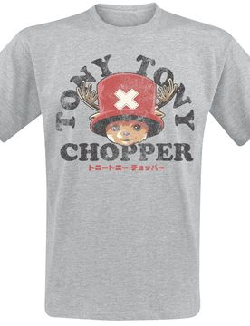 Anime T-Shirt - - Chopper Face - S bis XXL - für Männer - Größe L - grau - Lizenzierter Fanartikel - Männer - male