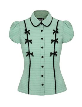 Rockabilly Bluse - Casey Blouse - XS bis XL - für Damen - Größe XL - grün/schwarz - Frauen - female