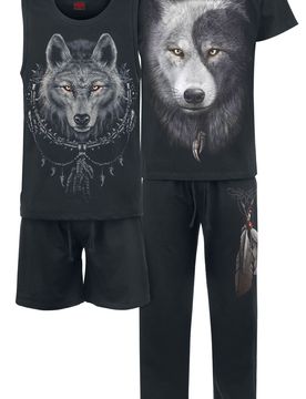 Schlafanzug - Wolf Chi - S bis XXL - für Männer - Größe XXL - schwarz - Männer