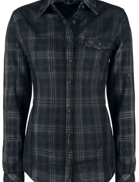 Rockabilly Langarmhemd - Cities In Dust - S bis XXL - für Damen - Größe S - blau/grau - Frauen - female