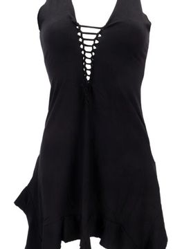 Gothic Kurzes Kleid - Pixi Minikleid, Goa Kleid - schwarz - S bis L - für Damen - Größe L - schwarz - Frauen - female