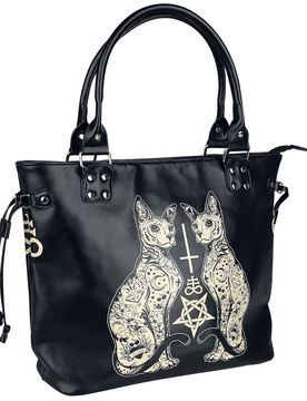 Gothic Handtasche - Esoteric Cat Bag - für Damen - schwarz/weiß - Frauen - female