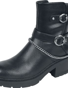 Rock Boot - Boots mit Schnallen und Kette - EU37 bis EU40 - für Damen - Größe EU39 - schwarz - Frauen - female