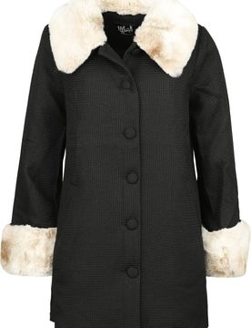 Rockabilly Mantel - Faustine Coat - XS bis L - für Damen - Größe S - schwarz/beige - Frauen - female