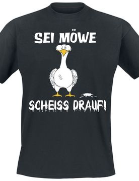 T-Shirt - Sei Möwe - Scheiss drauf! - M bis 4XL - für Männer - Größe XL - schwarz - Männer - male