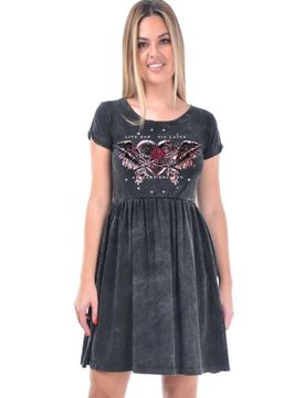 Gothic Kurzes Kleid - Love Hate - S bis XXL - für Damen - Größe XXL - grau - Frauen - female