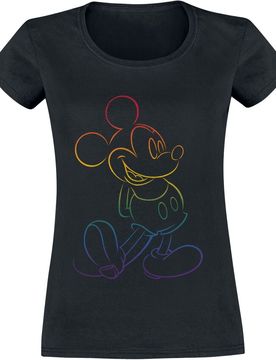 Disney T-Shirt - Rainbow Micky - S bis XXL - für Damen - Größe M - schwarz - Lizenzierter Fanartikel - Frauen - female