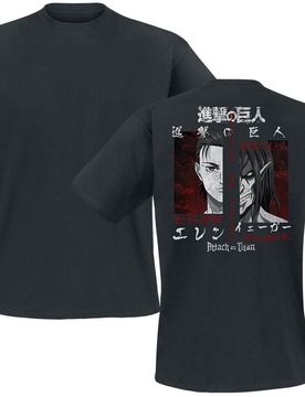 Anime T-Shirt - Eren And Titan - M bis 3XL - für Männer - Größe L - schwarz - Lizenzierter Fanartikel - Männer - male