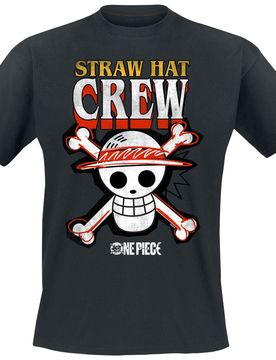 Anime T-Shirt - Strawhat Pirates Logo - S bis XXL - für Männer - Größe S - schwarz - Lizenzierter Fanartikel - Männer - male