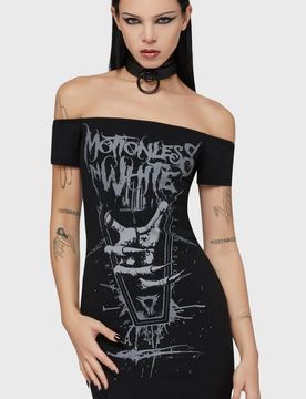 Gothic Kurzes Kleid - Up From Hell Bardot Dress - XL bis 4XL - für Damen - Größe 4XL - schwarz - Frauen - female