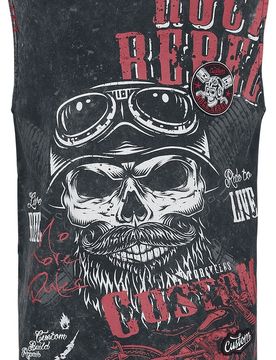 Rock Tank-Top - Washed Tank with Print - S bis M - für Männer - Größe S - schwarz - Männer - male