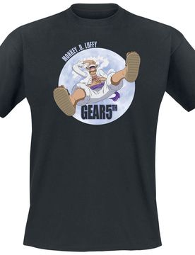 Anime T-Shirt - Gear 5th - L bis XXL - für Männer - Größe XL - schwarz - Lizenzierter Fanartikel - Männer - male