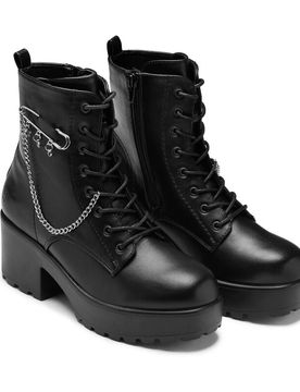 Gothic Schnürstiefel - Salvius Safety Pin Military Lace Up Boot - EU36 bis EU40 - für Damen - Größe EU40 - schwarz - Frauen - female
