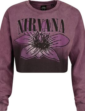 Sweatshirt - Flower - L bis XL - für Damen - Größe L - bordeaux - EMP exklusives Merchandise! - Frauen - female