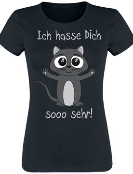 T-Shirt - Ich hasse dich sooo sehr! - S bis XXL - für Damen - Größe M - schwarz - Frauen - female
