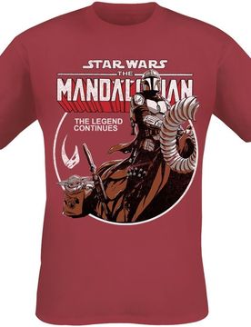 Disney T-Shirt - The Mandalorian - Circle - M bis XXL - für Männer - Größe L - rot - Lizenzierter Fanartikel - Männer - male