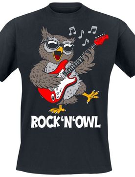 T-Shirt - Rock'n' Owl - M bis 3XL - für Männer - Größe M - schwarz - Männer - male