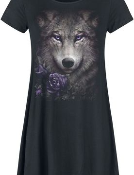 Gothic T-Shirt - Wolf Roses - S bis XXL - für Damen - Größe M - schwarz - Frauen - female