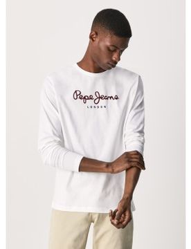 Para hombre. PM508209 Camiseta Eggo Largo N (L), Negro, Casual, Algodón, Manga larga
