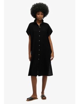 Para mujer. W8011959A Vestido camisero midi extragrande (XS), Casual, Algodón, Manga corta