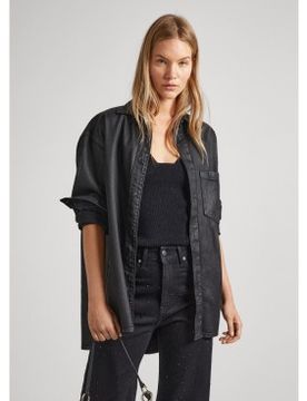 Para mujer. PL304729 Sobrecamisa Alix Coated (M), Casual, Algodón, Manga larga