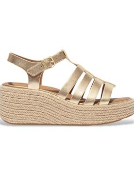 Para mujer. JF5-675 Alpargatas de piel de cuña estilo pescador (36), 5 a 8cm, Hebilla, Casual