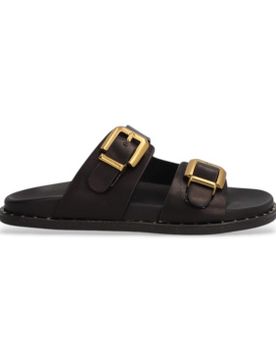 Para mujer. 557517 Sandalias de piel hebillas (36), Plano, Ninguno, Casual