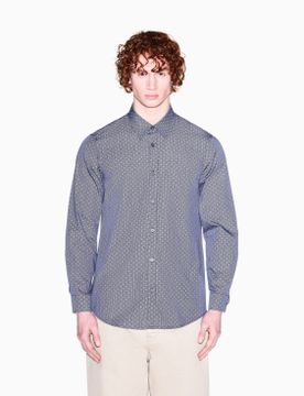 Para hombre. XM002811AF24739FB442 Camisa teñida con hilo jacquard regular (S), Casual, Algodón, Clásico, Manga la