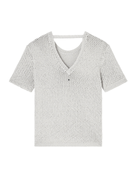 Para mujer. XW001895AF21577O1004 Jersey perforada con hilo de lúrex (S), Casual, Algodón, Manga corta