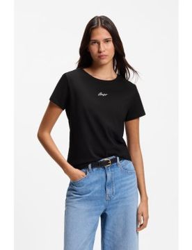 Para mujer. 50554696 Camiseta slim fit de algodón con logo bordado (XS), Casual, Manga corta
