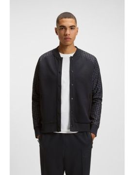 Para hombre. 50543471 Sudadera con estampado a cuadros y parte delantera abotonada (S), Casual, Algodón