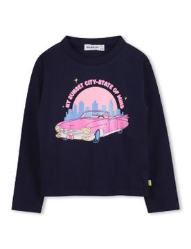 Para niña. U21417 Camiseta Car (4Y= 102cm), Casual, Algodón, Manga larga, moda infantil