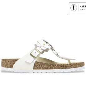 Para mujer. 1026735 Sandalias de Piel Gizeh Flower Embellishment (Ajuste Estrecho) (36), Plano, Hebilla, Casual