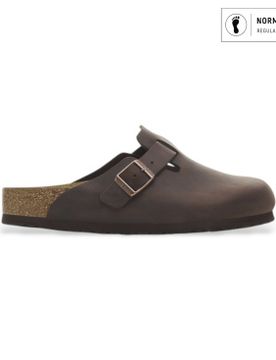 Para hombre. 159711 Zuecos de Piel Boston Soft (Ajuste Regular) (44), Plano, Ninguno, Casual