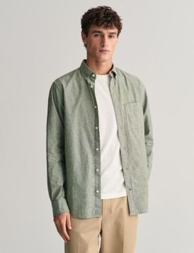 Para hombre. 3240100 Camisa Regular Fit de algodón y lino (L), Casual, Manga larga