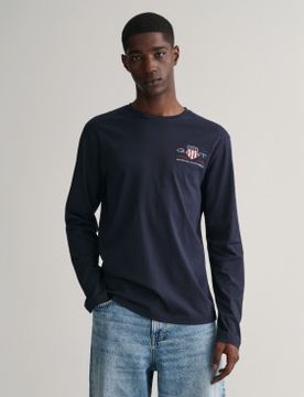 Para hombre. 2004058 Camiseta de manga larga Medium Archive Shield (XS), Casual, Algodón
