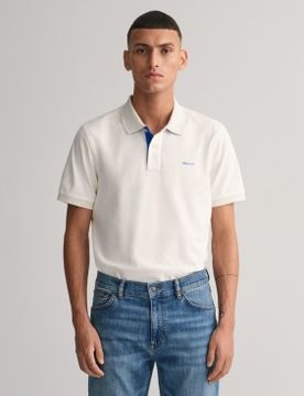 Para hombre. 2062026 Polo de piqué en contraste roto (S), Casual, Algodón, Clásico, Manga corta