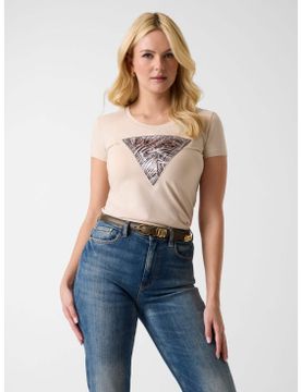 Para mujer. W6GI19K3042 Camiseta con logo de triángulo (XS), Casual, Algodón, Manga corta