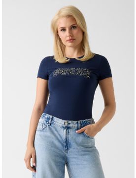 Para mujer. W5GI04J1314 Camiseta con logotipo corte slim (XS), Casual, Algodón