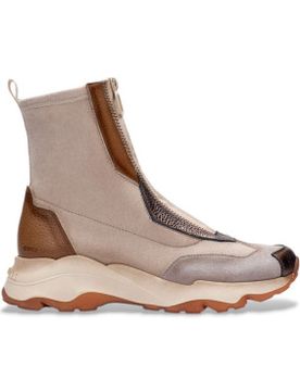 CHI254321 Baskets en cuir Nepal Bolmet beige (36), 3 à 5 cm, Fermeture éclair, Casuel