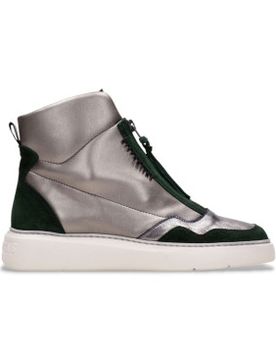 CHI243654 Baskets en cuir Picual gris (35), Plat, Fermeture éclair, Casuel