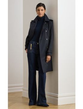 Para mujer. 297967122003 Gabardina cruzada de mezcla de algodón (XS), Casual, Clásico