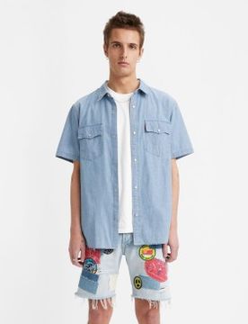 Para hombre. A5722-0008 Camisa Western Relaxed Fit (S), Casual, Algodón, Manga corta