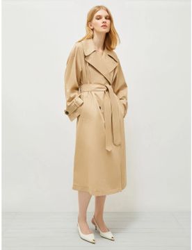 Para mujer. 2513021051200 Gabardina larga Grolla (42), Beige, Casual, Algodón