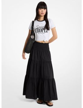 Para mujer. MS673BFKLZ Falda maxi fruncida (XS), Casual, Algodón