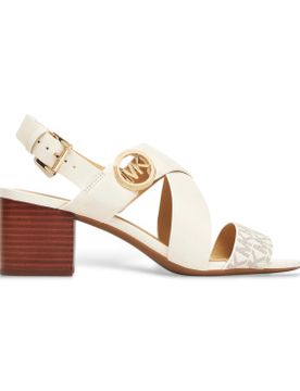 S4VEMS1B Sandales Vera en cuir avec logo vanille (38), Beige, 3 à 5 cm, Boucle, Casuel