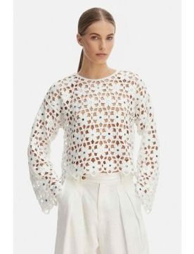 MS651ZMKNE Top en dentelle (XS), Casuel, Coton, Manche longue