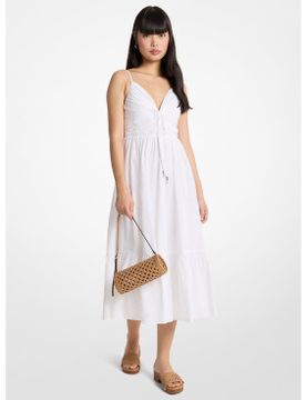 Para mujer. MS683DHKLZ Vestido midi de popelina de algodón (XS), Casual, Sin mangas / Tirantes