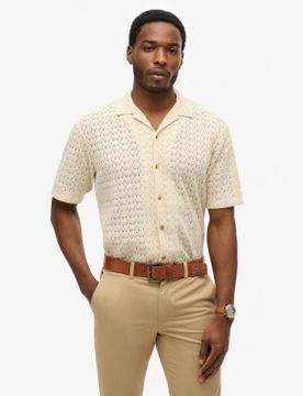 Para hombre. M4011058A Camisa Knitted Texture (L), Casual, Algodón, Manga corta